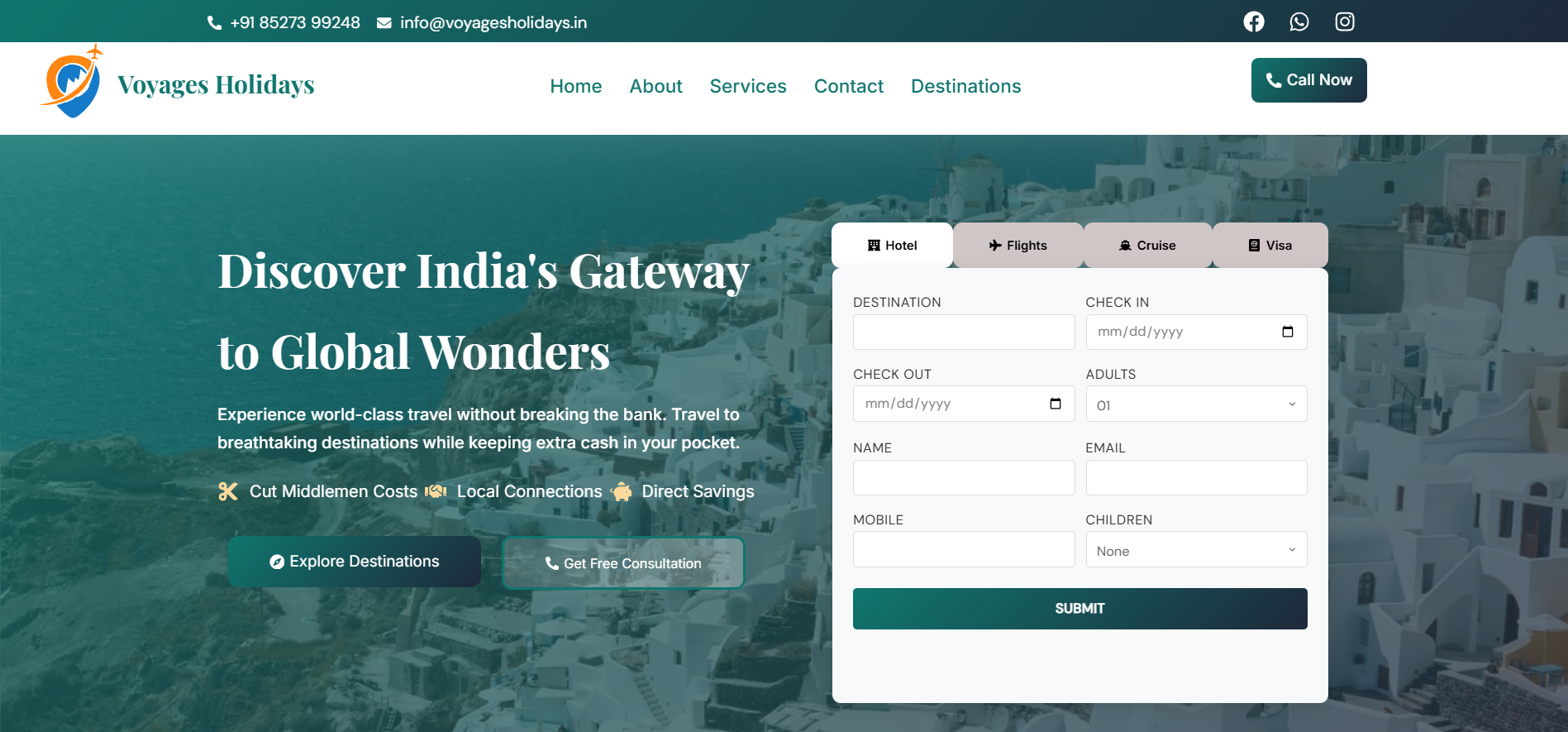 Voyages Holidays Website